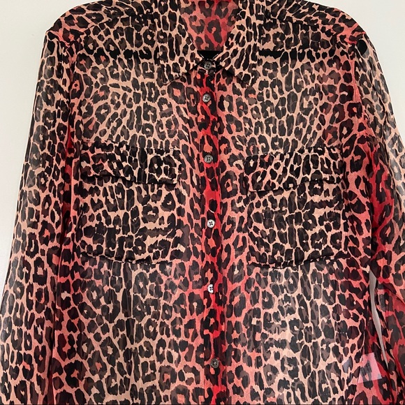 Equipment Signature Spotted Hyde Blouse Silk Med - Picture 4 of 9